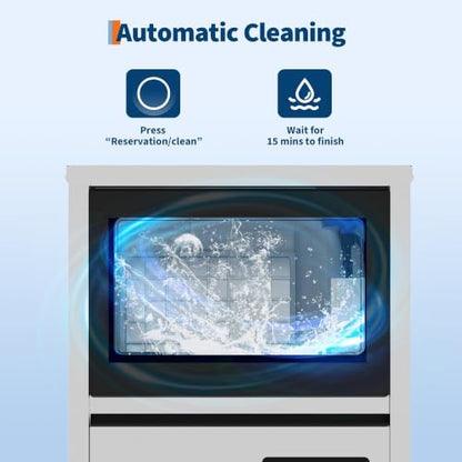 Garvee Commercial Ice Maker Machine 120lbs/24h, Dual Water Inlet Mode