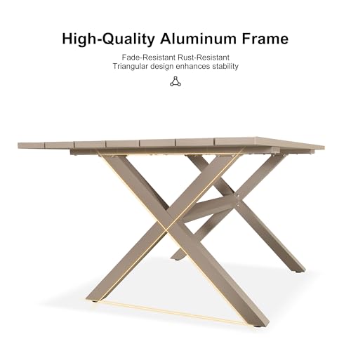 PURPLE LEAF 11 Pieces Patio Dining Set with Outdoor Aluminium Dining Table and Woven Rattan Chairs Modern Metal Furniture Cushions Sets for Garden Yard Indoor Decor Kitchen Champagne