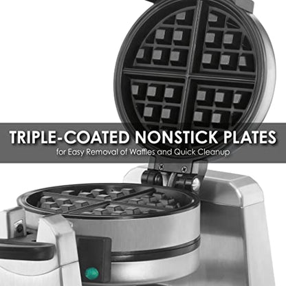 Waring Belgian Waffle Maker with Rotary Feature & 50 Waffles per Hour