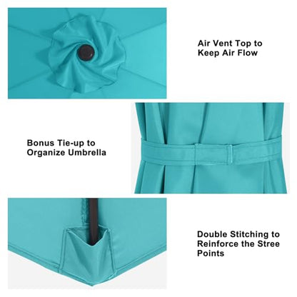 MASTERCANOPY Patio Umbrella 9 ft Replacement Canopy for 8 Ribs-Turquoise Canopy Only