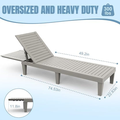 EFU Lounge Chair Outdoor,Set of 2 High-Impact PP Tanning Chairs