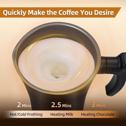 MUMAO Milk Frother, 4-in-1 Electric Milk Steamer, 350ml/11.8oz Automatic Frother for Coffee, Warm and Cold Foam Maker for Latte, Cappuccino and Hot Chocolate (Black)