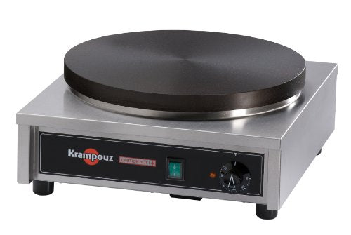 KRAMPOUZ Commercial Electric Crepe Maker, Single Square Crepe Griddle with Cast Iron Cooking Surface and Precision Thermostat Control, Countertop Crepe Station, 220V, NSF ETL, CECIF4220