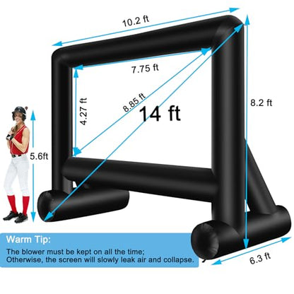 AZXRHWYGS 14 Feet Indoor and Outdoor Inflatable Blow up Mega Movie Projector Screen with Carry Bag for Front and Rear Projection