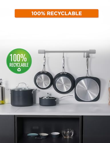 Commercial CHEF 7-Piece ECOPAN Hard Anodized Aluminum Cookware Set, Ceramic Non-Stick Non-Toxic Pots and Pans Set with Lids, Induction Kitchen Cooking Set, Oven & Dishwasher Safe, PFOA & PTFE Free