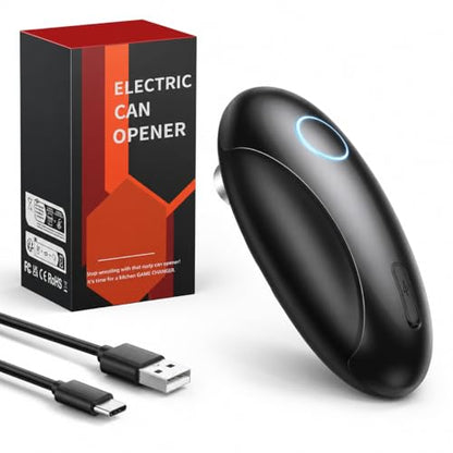 Rechargeable Electric Can Opener for Seniors & Arthritis, Automatic One-Touch Operation, Smooth Edge Cutting with Auto Stop & Magnetic Lid Lifter, Hands-Free, USB-C, Compact, Black