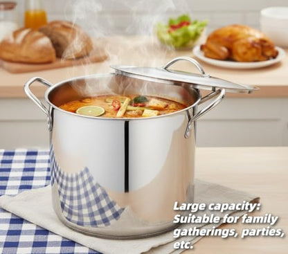 Stainless Steel Pot scald-resistant handle with metal lid Stock Pot Holds of soups and stews Soup Pots for kitchen (8, Quarts)