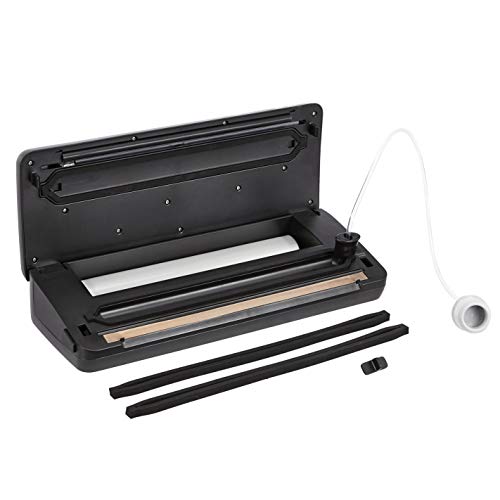 Amazon Basics Vacuum Sealer Machine for Food Preservation with Dry/Moist Mode, Built-in Cutter and Air Suction Hose, Black