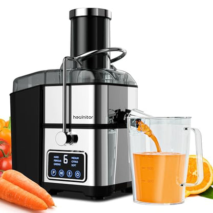 Healnitor 1200W 6-Speed Touch LCD Screen Centrifugal Juicer with 3.2'' Big Wide Chute, Juice Extractor Machines Vegetable and Fruit, Titanium Enhanced Filter, Easy Clean, BPA-Free, Silver