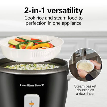 Hamilton Beach Rice Cooker & Food Steamer, 16 Cups Cooked, 8 Cups Uncooked