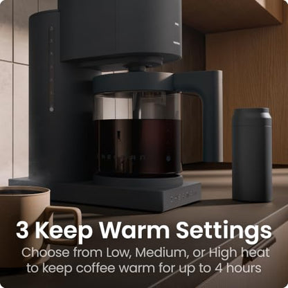 Chefman Caffeinator Programmable Drip Coffee Maker, 14-Cup Glass Carafe with 1-4 Cup Brewing, Classic & Bold Settings, 24-Hour Timer, Customizable Warming Plate, Reusable GoldTone Filter - Midnight