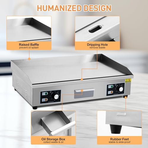 Garvee 29 In Commercial Electric Griddle, Flat Top Grill Countertop Griddle