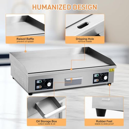 Garvee 29 In Commercial Electric Griddle, Flat Top Grill Countertop Griddle
