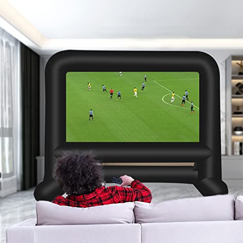 HuaKastro 14 FT Inflatable Projector Screen – One-Piece Design, Easy Setup Blow-Up Movie Screen with Quiet Fan, Ideal for Outdoor & Indoor Movie Nights, Backyard Events, and Parties (Stable Base)