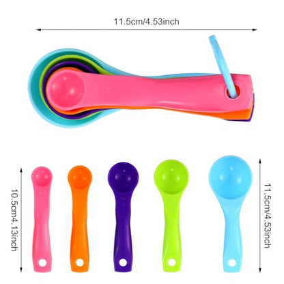 Frienda 20 Pieces Colorful Plastic Measuring Cup Spoons for Kitchen Cooking Baking Dry and Liquid Ingredients