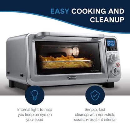De'Longhi Digital Air Fry Convection Toaster Oven 14L Stainless Steel, Air Fry Oven, 9-in-1, Grills, Broils, Bakes, Roasts, Reheats, Keep Warm, Non-Stick, Scratch-Resistant Interior, 1800-Watts
