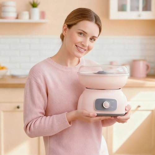 Cotton Candy Maker, Mini Pink Cotton Candy Machine for Weddings, Birthday Parties, Christmas and Halloween, Easy to Clean, Home Use