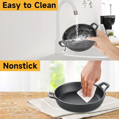 LDHHYH 2 Pack Small Cast Iron Skillet, 7 x 7 x 1.7 Inch Small Cast Iron Frying Pan with Handle, Pre-Seasoned Cast Iron Skillet Set, Black Casserole Dish for Kitchen, Indoor, Outdoor, Picnic