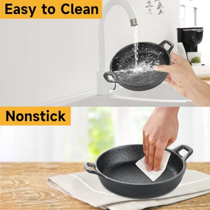 LDHHYH 2 Pack Small Cast Iron Skillet, 7 x 7 x 1.7 Inch Small Cast Iron Frying Pan with Handle, Pre-Seasoned Cast Iron Skillet Set, Black Casserole Dish for Kitchen, Indoor, Outdoor, Picnic