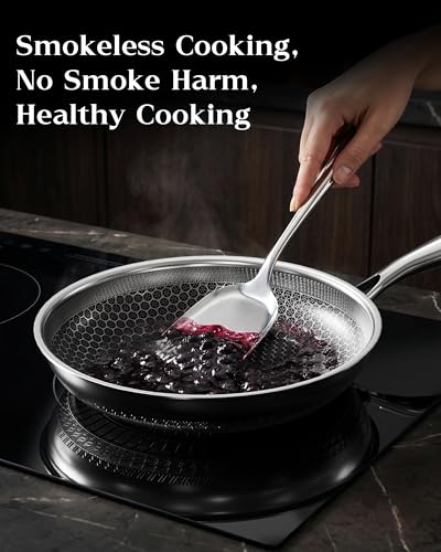 XBM Nonstick Frying Pan with Lid 7-Inch, Durable Stainless Steel Skillet, Induction Cooktop Compatible, PFOA-Free Scratch-Proof, Dishwasher & Oven Safe, Stay-Cool Handle, Silver Kitchen Cookware