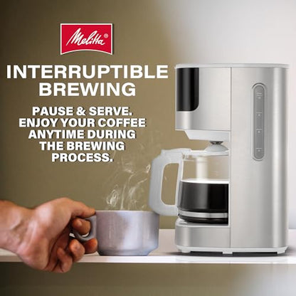 Melitta Aroma Tocco Glass 10-Cup Drip Coffee Maker, White