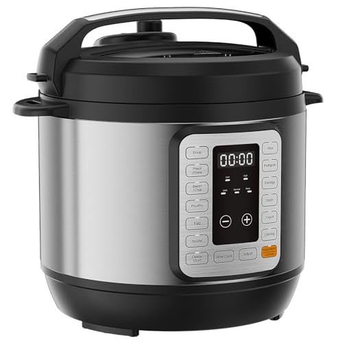 Sweetcrispy 16-in-1 Electric Pressure Cooker 6QT, 12-Preset Multi Cookers with Ceramic Pot, Slow Cook Rice Steamer Sauté Soup Yogurt Maker and More, Recipe Book