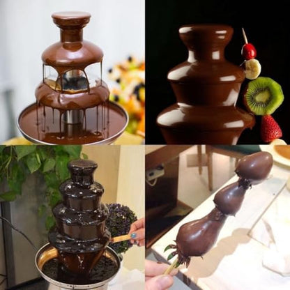 Chocolate Fountain Machine, 4 Tier Stainless Steel - 60-Ounce Electric Fondue Fountain with Temperature Control, Hot Chocolate Cheese Melting Heat Machine for Catering, Cafe, Hotel, Party, Wedding