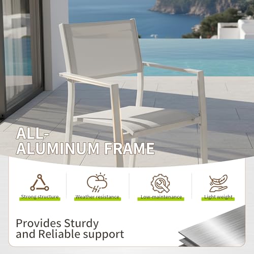 CikaCika Outdoor Patio Furniture Set 11 Piece, Extendable Patio Dining Table for 6-10 People and 10 Patio Dining Chairs with Armrest, All-Weather Aluminum Patio Dining Furniture Set for Garden Lawn