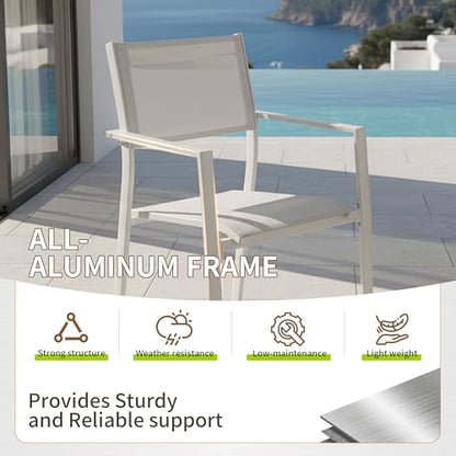 CikaCika Outdoor Patio Furniture Set 11 Piece, Extendable Patio Dining Table for 6-10 People and 10 Patio Dining Chairs with Armrest, All-Weather Aluminum Patio Dining Furniture Set for Garden Lawn