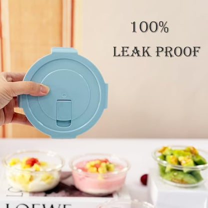 B.GUBOBOYA 12OZ Round Glass Food Storage Containers With Lids, 1.5 Cup Round Meal Prep Containers with Lid BPA-Free, Small Glass Food Bowl for Soup Leftover, Microwave, Dishwasher, Freezer Safe-4 Pack
