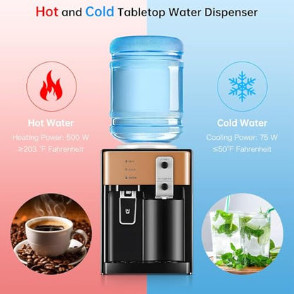 Housiwill Top-Loading Hot & Cold Water Cooler for 1.2–5 Gallon Bottles, Countertop Water Cooler Dispenser with 3 Temperature Settings & Removable Drip Tray, an Essential for Kitchen, Office, & Dorm