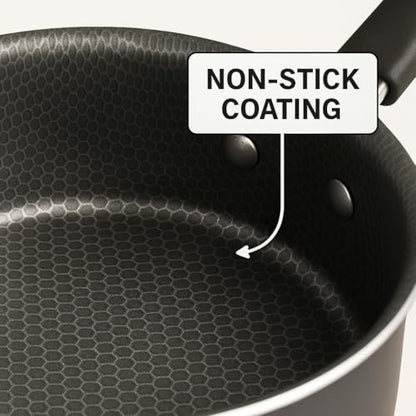 1-Quart Non-Stick Sauce Pan with Stay-Cool Handle, Gray, Steel, Even Heat Distribution, Easy-Clean Coating
