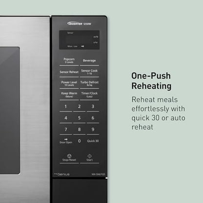 Panasonic Countertop Microwave Oven, 1.2 Cu. Ft., 1250W, Inverter Technology with Genius Sensor, Stainless Steel - NN-SN67QS