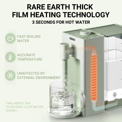 BUYDEEM S9013 Instant Hot Water Dispenser, Countertop Water Boiler & Warmer for Tea, Coffee and Baby Formula, Adjustable 8 Temperatures & 5 Water Outputs, 3L Water Tank(102oz), Green