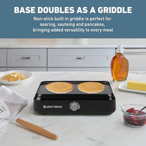 West Bend Versatility Slow Cooker Large Capacity Non-stick Cooking Vessel & Variable Temperature Heating Base Includes Travel Lid and Storage Bag, Range and Oven-Safe Cooking Pot, 5-Quart, Silver