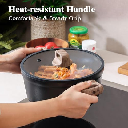 SENSARTE 20Pcs Nonstick Pots and Pans Set, Black Titanium Non Stick Cookware Set, Healthy Kitchen Cooking Set, Induction Compatible, Dishwasher Safe, PFOA/PFOS Free