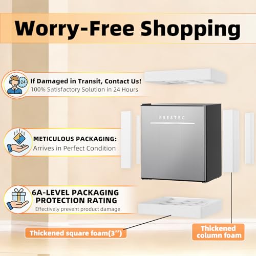 Frestec 1.7 Cu.Ft Mini Fridge with Freezer, Mini Fridge for Bedroom, Small Refrigerator, Dorm Refrigerators with Freezer, Compact Refrigerator for Office, Apartment, Dorm, Bedroom (Grey)