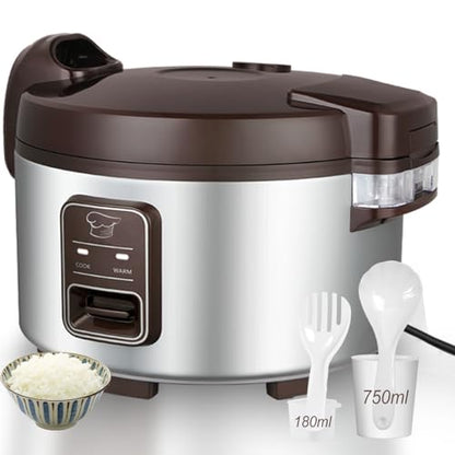 CAZACHEF 13.8 QT Large Commercial rice cooker 65 cups cooked 32 cups uncooked rice Commercial Electiric Rice Warmer for 18-28 people, with One-Touch Operation