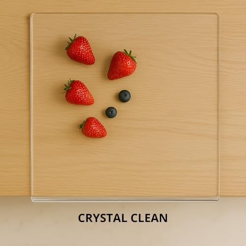 Acrylic Cutting Board with Counter Lip, Clear Cutting Boards for Countertop Protector, Non-Slip Cutting Board for Kitchen Counter, Aesthetic Kitchen Decor Gadgets House Warming Gifts(16.1"x12.5")