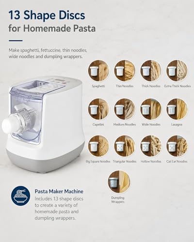 KabFbit Automatic Pasta Maker, 13 Discs, 500g Flour Capacity