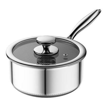 ZEROPAN 1 Quart Stainless Steel Saucepan with Glass Lid,6 Inch Hybrid Nonstick Sauce Pan,PFAS PFOA PTFE Free,Stay-Cool Handle,Dishwasher-Friendly,Oven-Safe,Small Pots Compatible with All Cooktops
