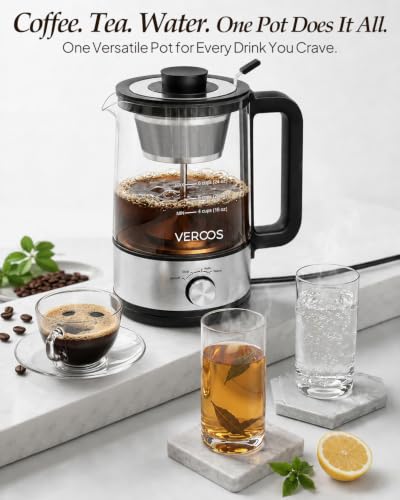 VEROOS Percolator Coffee Pot Electric, 6-Cup,Glass,Upgraded Version