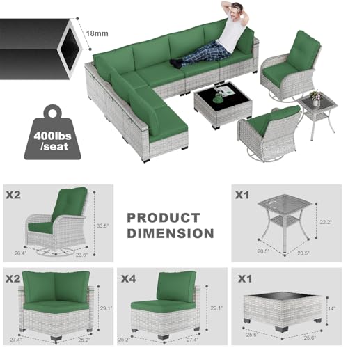 Sweecci Outdoor PE Wicker Rattan Modular Patio Sectional Sofa Set