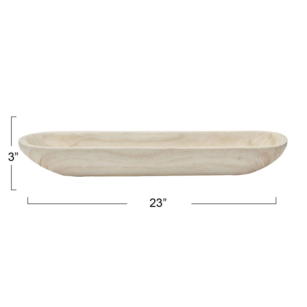 Creative Co-Op Decorative Paulownia Wood Tray, White