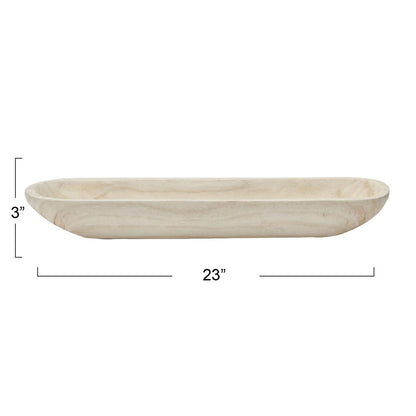 Creative Co-Op Decorative Paulownia Wood Tray, White
