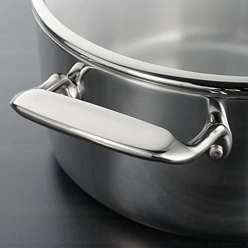Tramontina Tri-Ply Clad Stainless Steel 6-Quart Saute Pan with Glass Lid, Induction-Ready Cooking Pan, Dishwasher-Safe, NSF-Certified