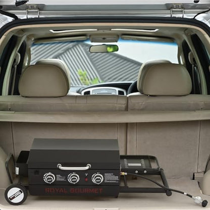 Royal Gourmet PD3001 3-Burner Propane Gas Griddle with Collapsible Stand, 23-Inch Portable Griddle with Side Table & 314 Sq. In. Cooking Area for Camping, Tailgating, Backyard & Patio, Black