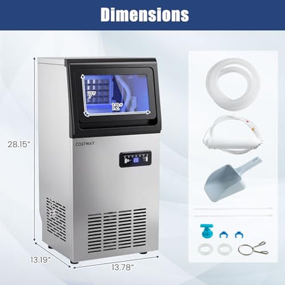 COSTWAY Commercial Ice Maker Machine 110LBS/24H, 36 Cubes in 13 Mins