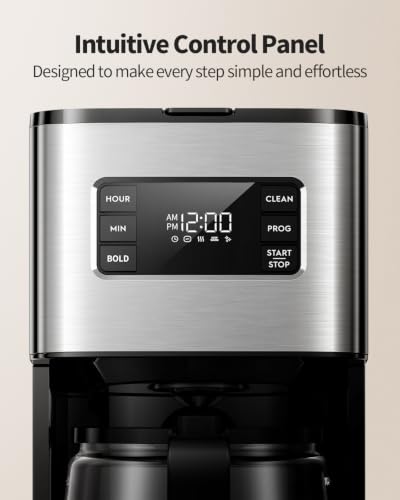 SHARDOR 10-Cup Programmable Coffee Maker, Regular & Bold, LED Display