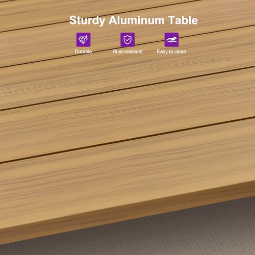 PURPLE LEAF 11 Pieces Outdoor Dining Set All-Weather PE Rattan Outdoor Patio Furniture Set with All Aluminum Frame Rectangular Table and Chairs Set for Lawn Garden Backyard Deck, Teak